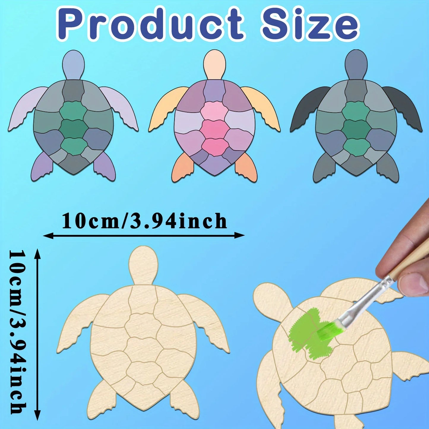 Houten figuren om zelf te schilderen/kleuren – Schildpad decoratie set