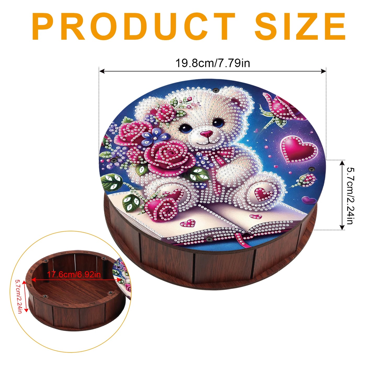 Diamond Painting Houten Ronde Opbergdoos – Creatieve Organizer voor Huisdecoratie