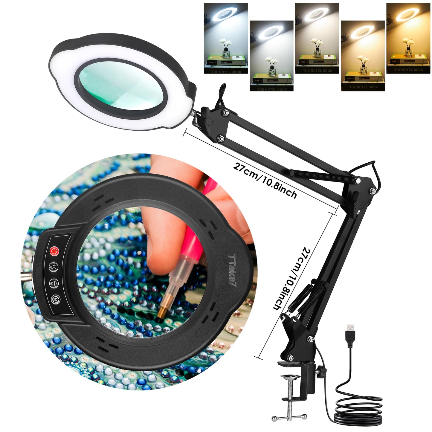 Diamond Painting Loeplamp 72 LED 8x/10x Vergroting USB met 3 Lichtkleuren