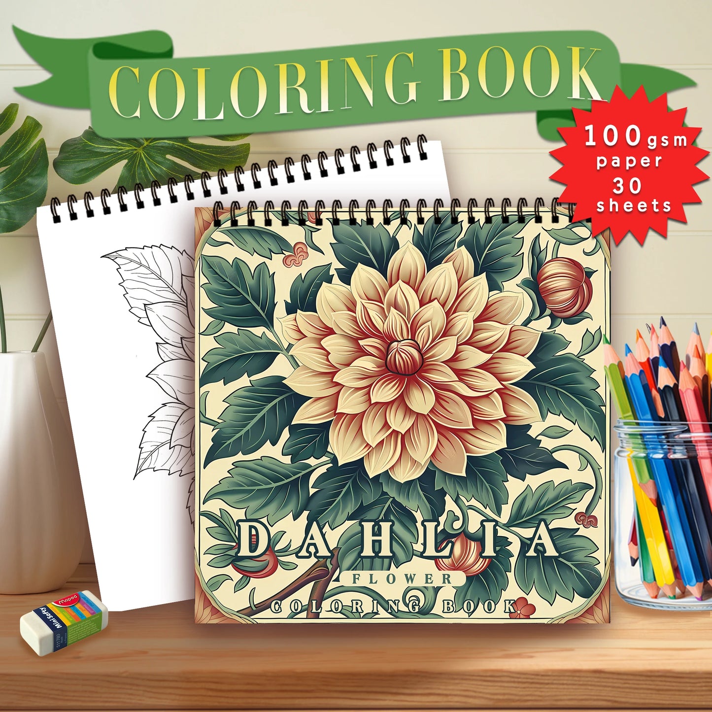 Kleurboek voor volwassenen en tieners – Spiraalontwerp met dik papier voor ontspanning en creativiteit