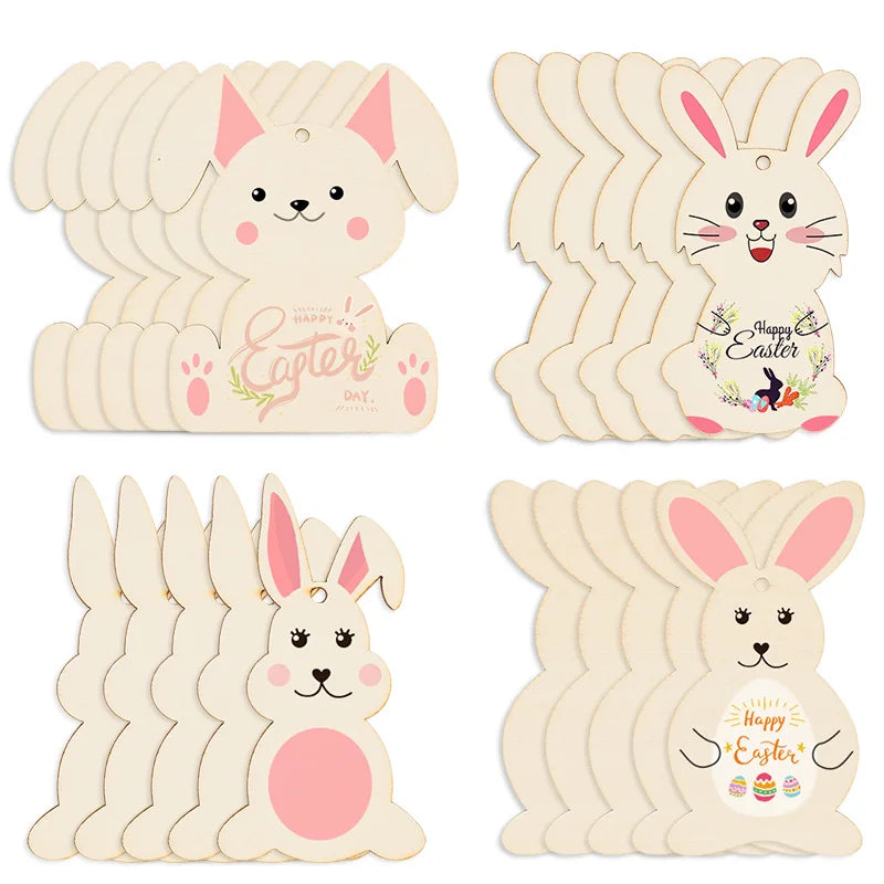 Houten Paas figuren om zelf te kleuren/schilderen – Konijn Hangers Set