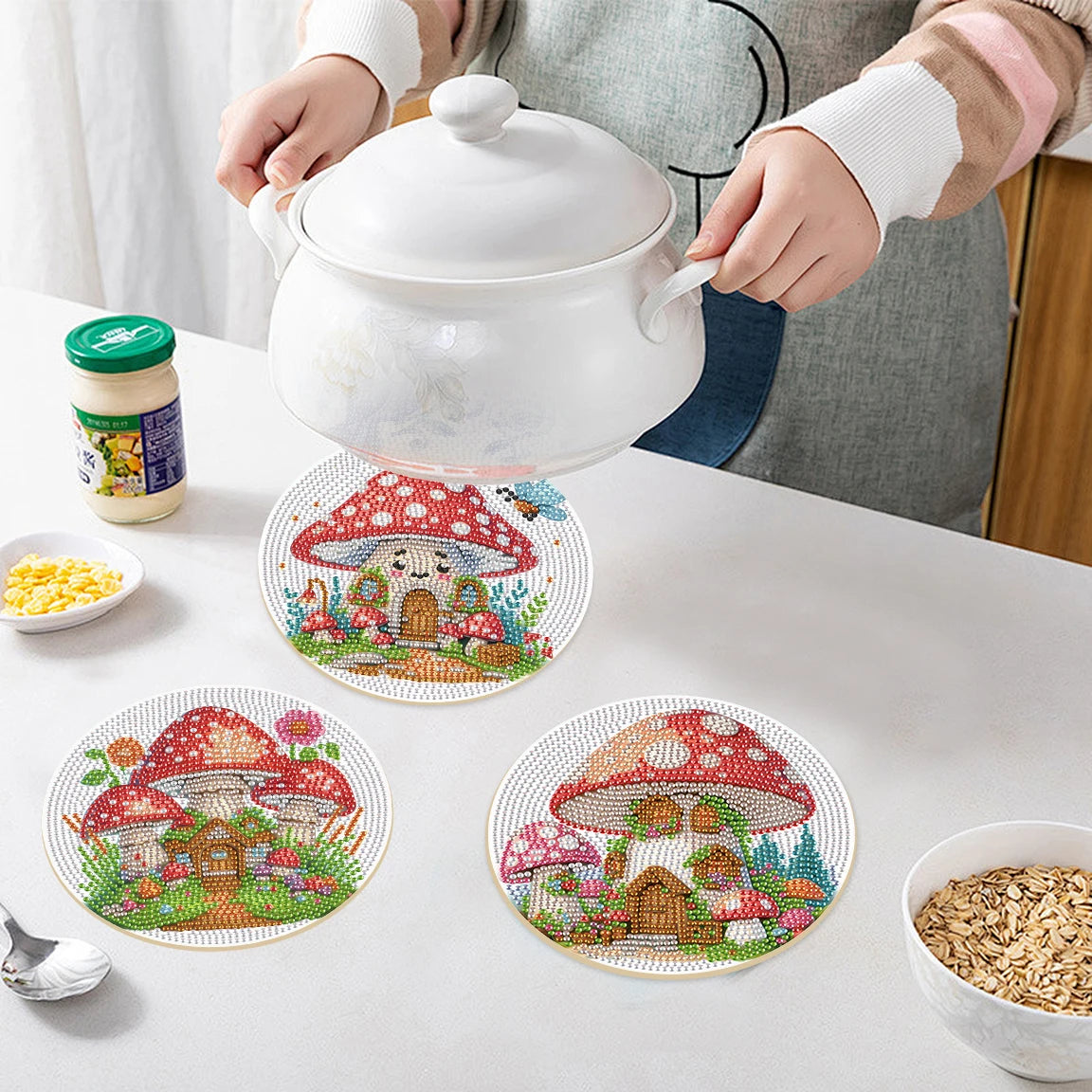 Diamond Painting Placemats Paddenstoelen Huis Set voor Tafel