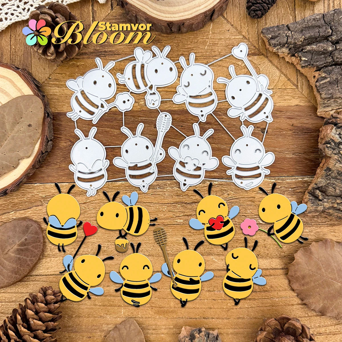 Metalen snijmal Lovely Busy Bees voor scrapbooking en embossing