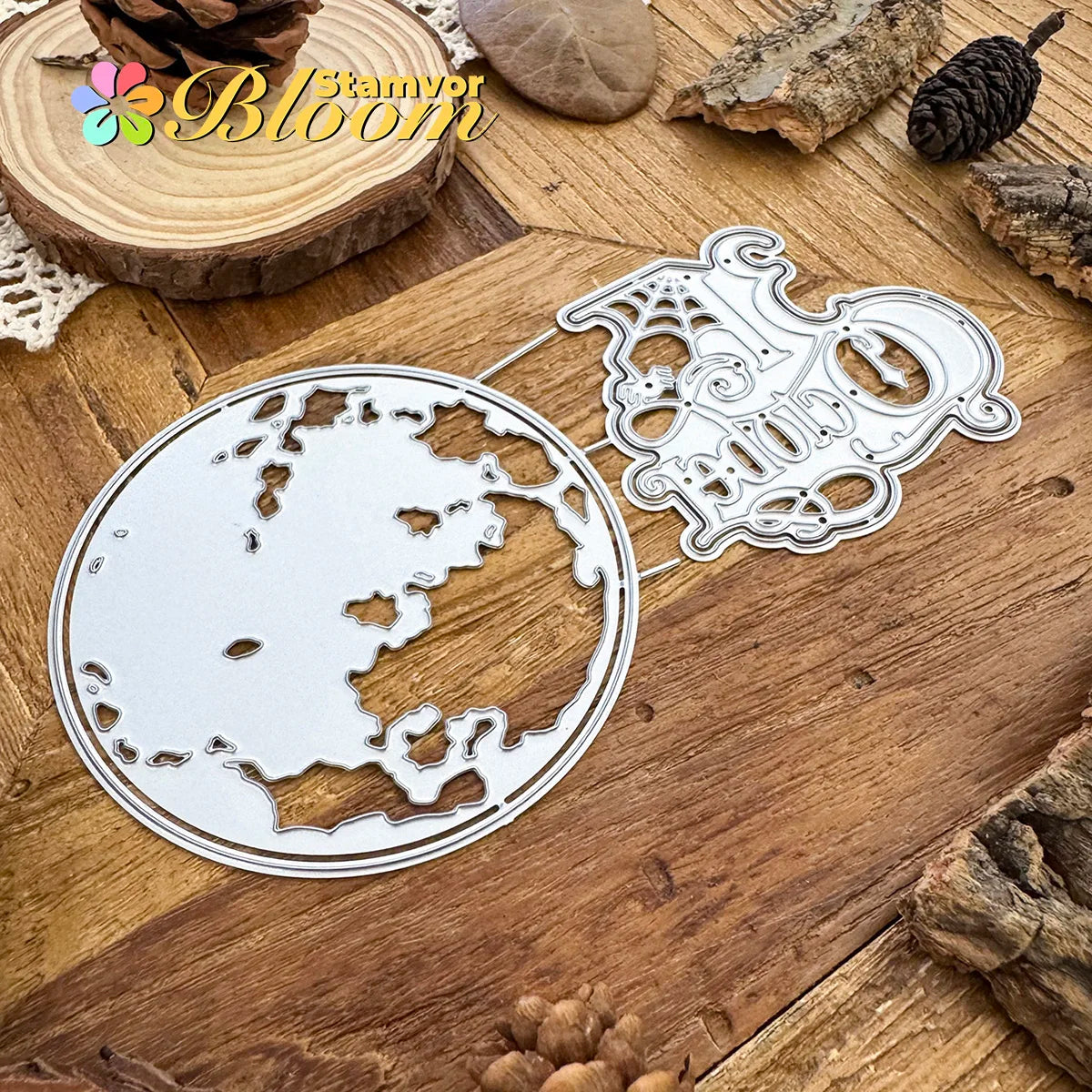 Metalen snijmal spinnenweb en maan lagen voor scrapbooking