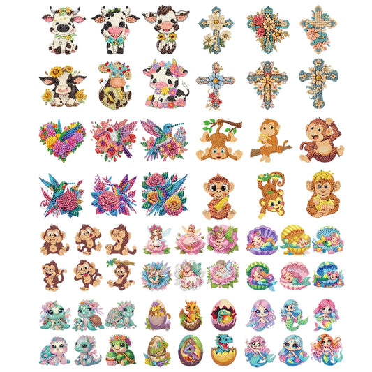 Diamond Painting Magneten – Set van 6 Koelkastmagneten met Steentjes (diverse ontwerpen)