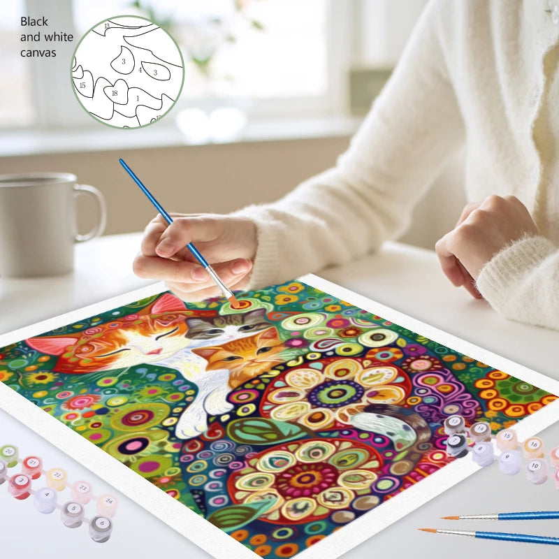 Schilderen op nummer Dieren - Kat Abstract op Canvas voor Volwassenen - 9959864