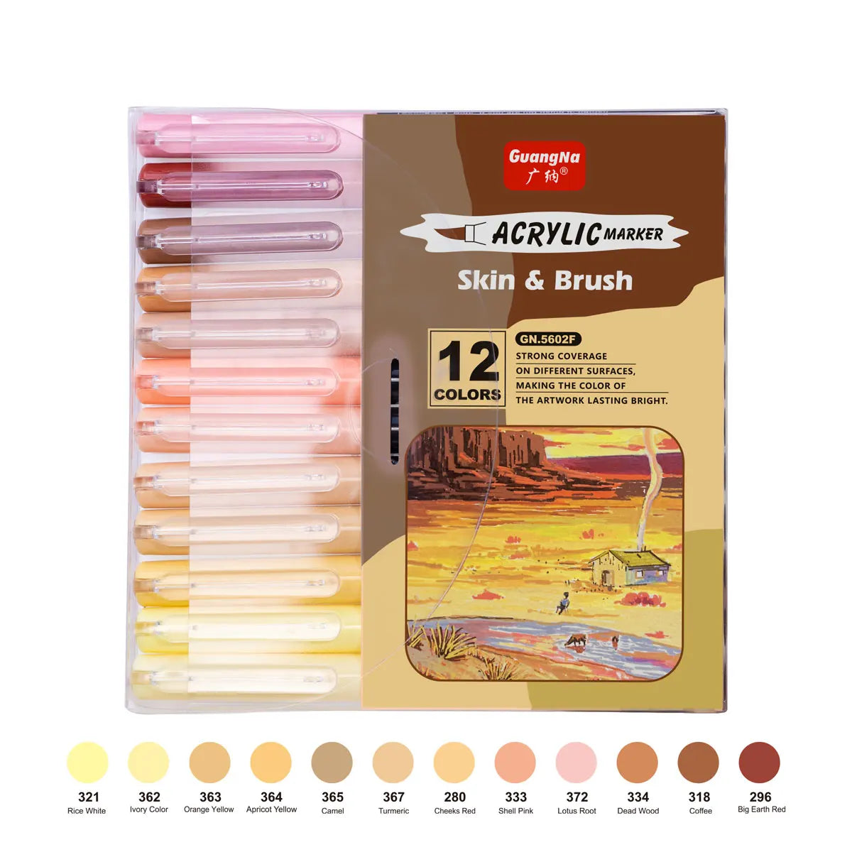 Stiften set huidtinten acryl markers met zachte penseelpunt – 12 tot 24 kleuren