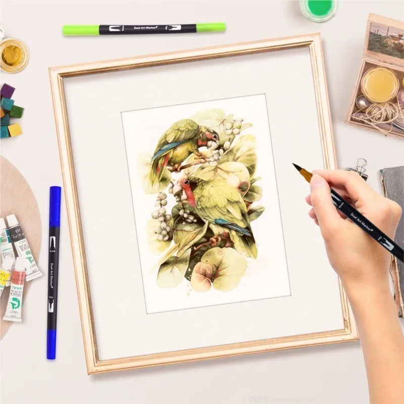 Stiften set met dubbele punt voor manga, kalligrafie en illustratie