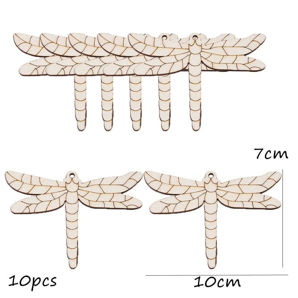 Houten figuren om zelf te kleuren/schilderen lente bloemen set van 10