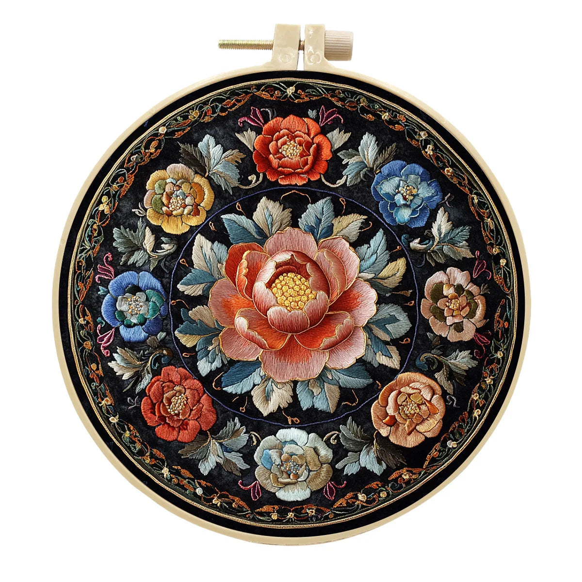 Borduurpakket Bloemenlandschap – Compleet Starterset zonder/met borduurring - 15cm