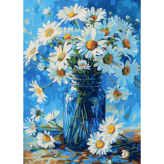 Schilderen op nummer Bloemen met glazen vazen op canvas met frame - 9958160