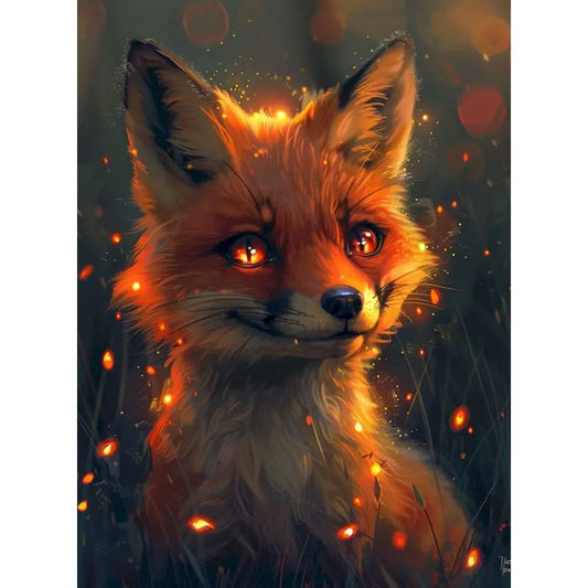 Schilderen op nummer Dieren - Schattig vosje op canvas met of zonder frame - 9958150