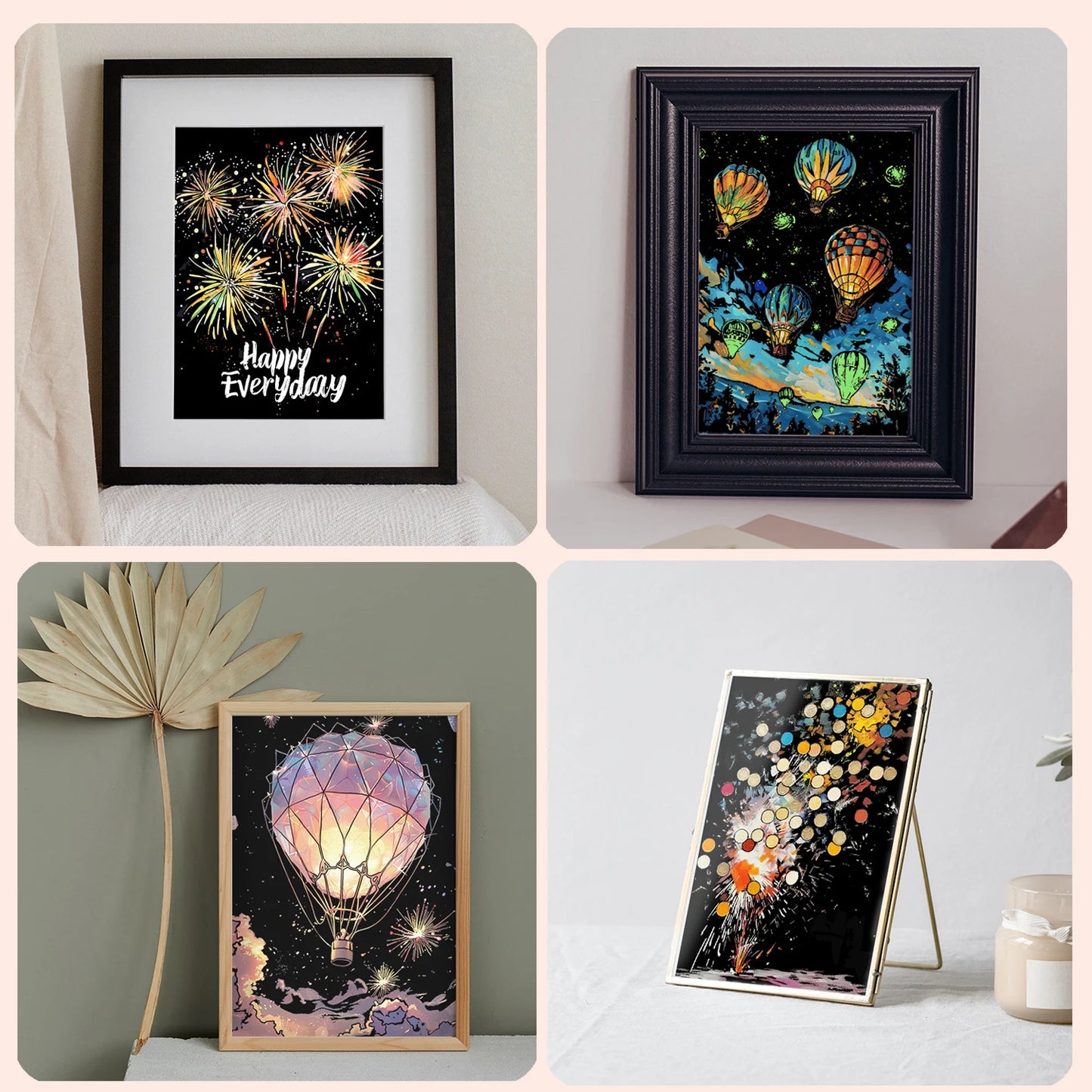 Krastekening set 4 stuks met lichtgevend effect voor volwassenen