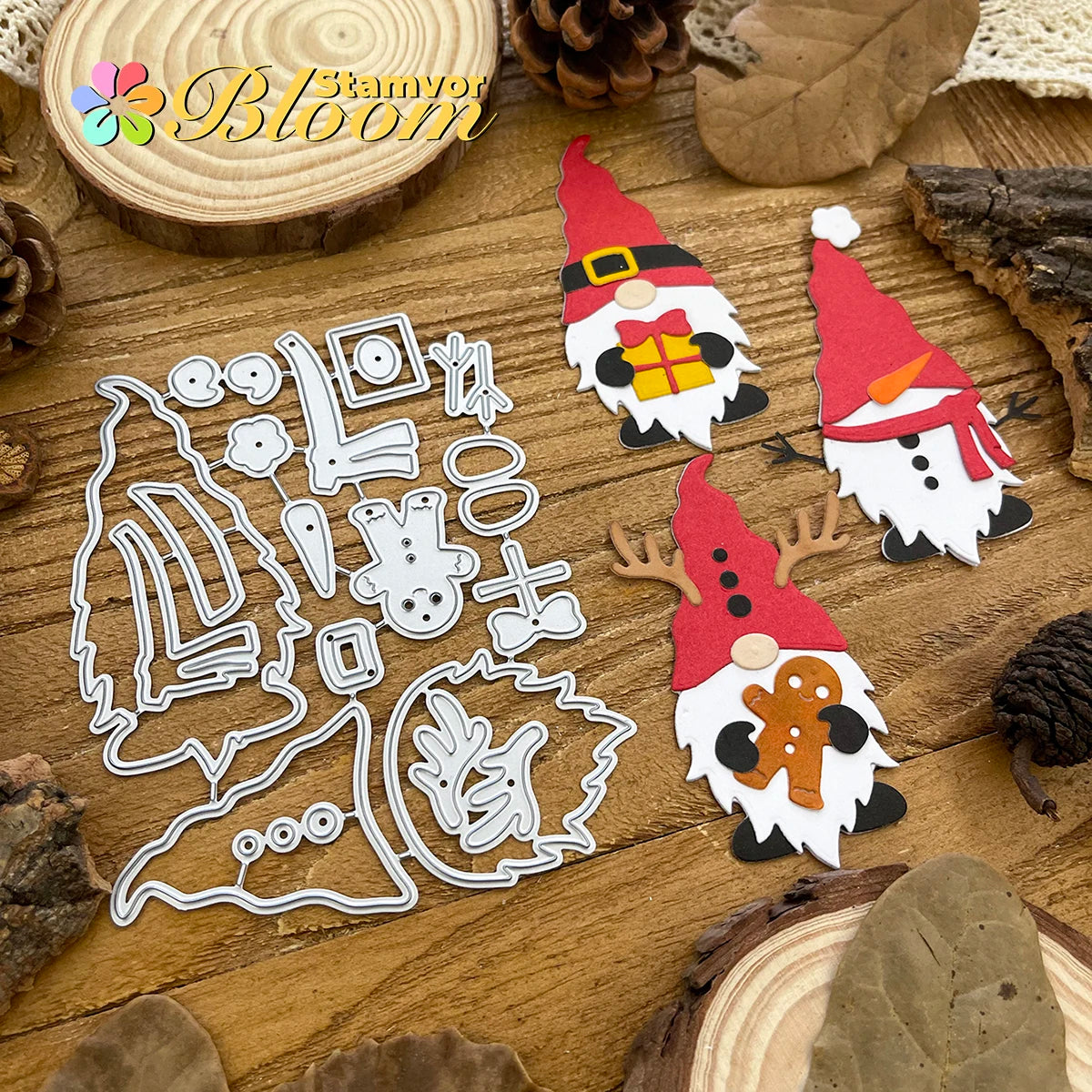 Snijmal Kerst Gnomes Metaal voor Scrapbooking - opbouw snijmal