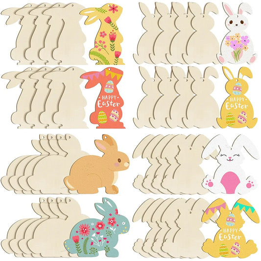 Houten Paas figuur om zelf te kleuren/schilderen – Konijnen set 10 stuks