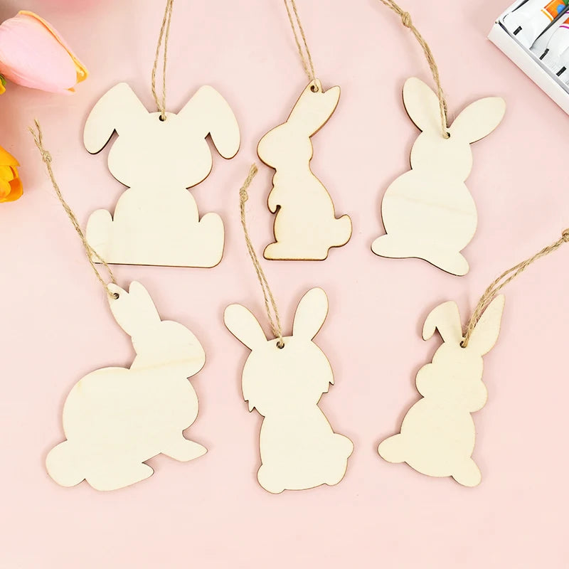 Houten Paas figuren om zelf te kleuren/schilderen – Konijn Hangers Set