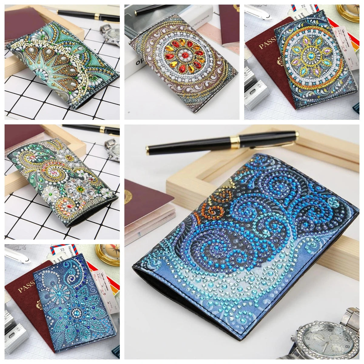 Diamond Painting Paspoort mapje Mandala PU leer houder