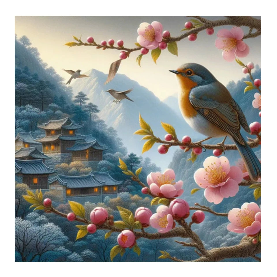 AB Diamond Painting met AB en Fairy dust steentjes Bos & Vogel