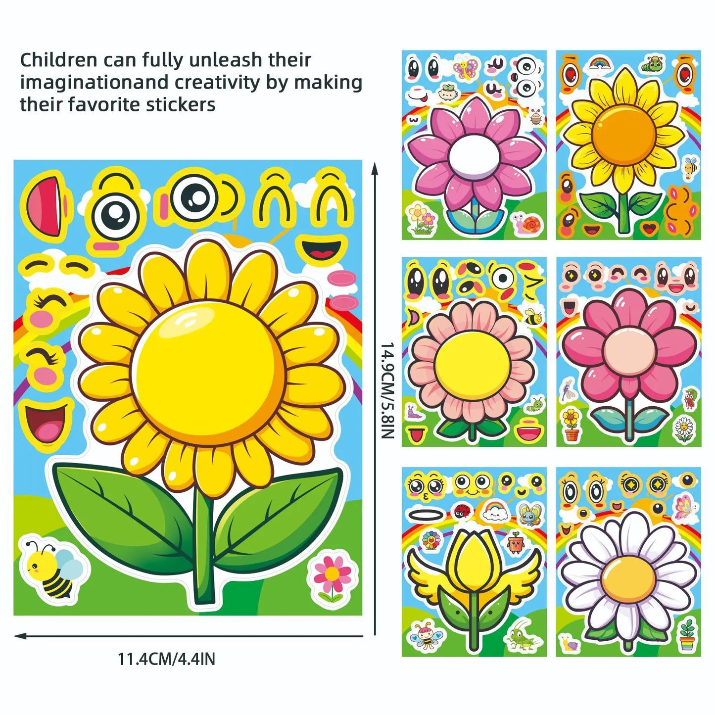 Sticker pret voor kinderen met bloemen puzzelstickers set