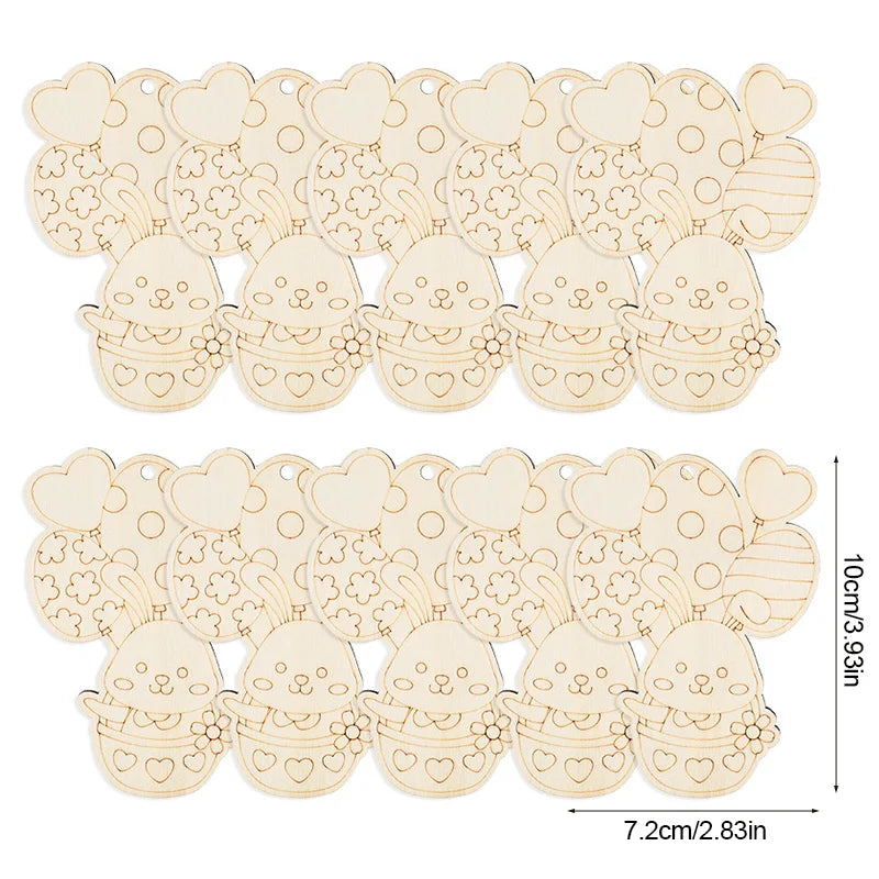 Houten Paas figuren om zelf te kleuren/schilderen – Konijn en Ei Hangers