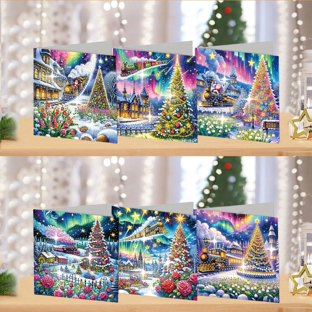 Diamond Painting Kerstkaarten Set met 6 Luxe Wenskaarten en Enveloppen - HK026