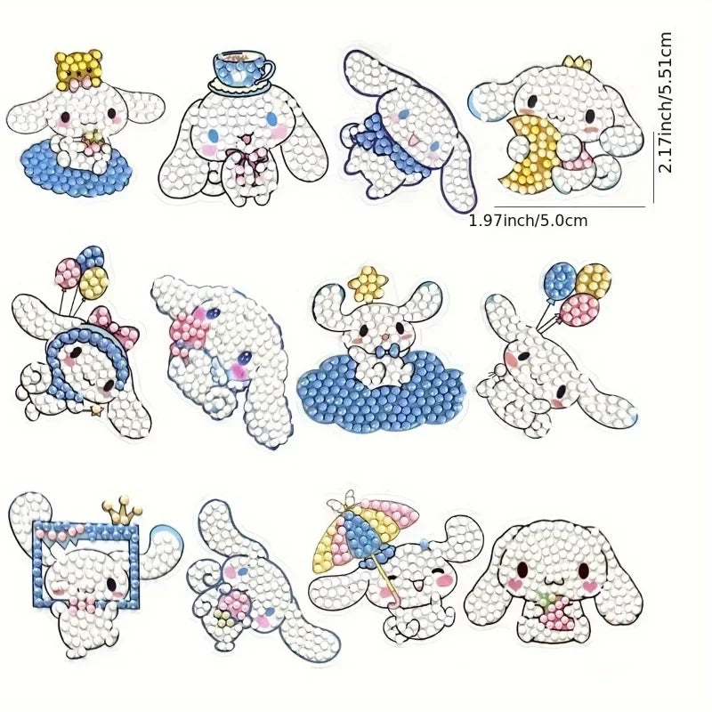 Diamond Painting Sticker set - 12 stuks met schattige beestjes