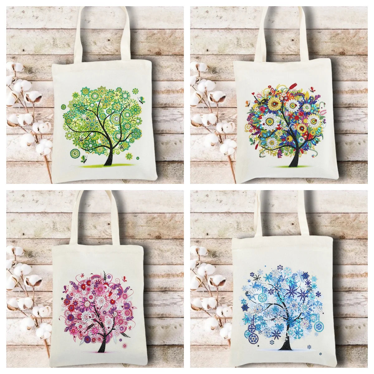 Diamond Painting Tas Seizoenen Shopper met Steentjes