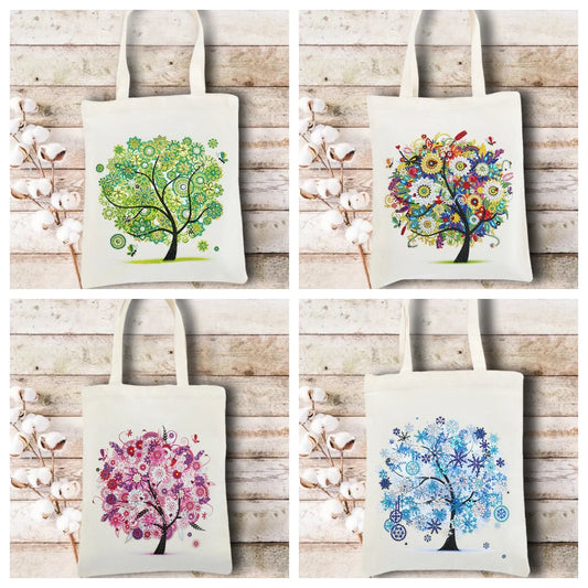 Diamond Painting Tas Seizoenen Shopper met Steentjes