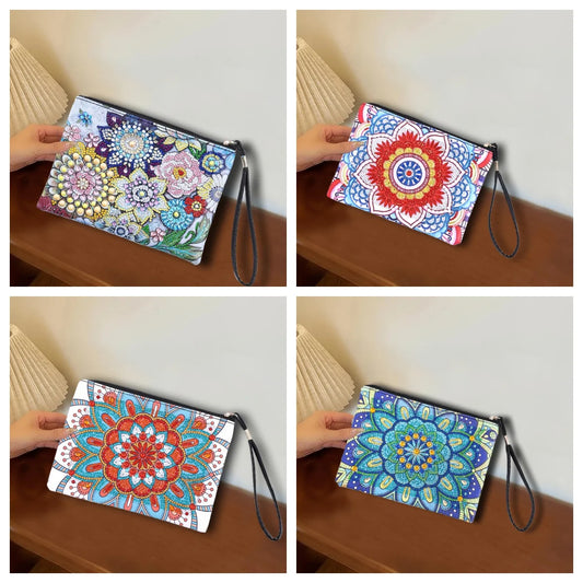 Diamond Painting Etui Mandala Clutch met Strass en PU Leren Afwerking