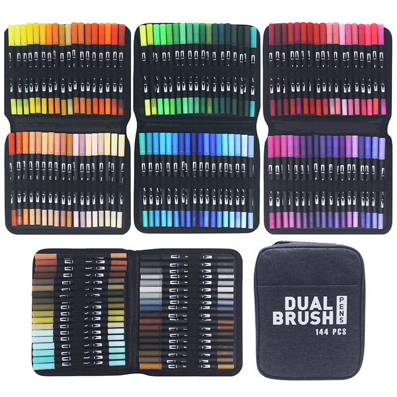 Stiften set aquarel brush pennen met dubbele punt