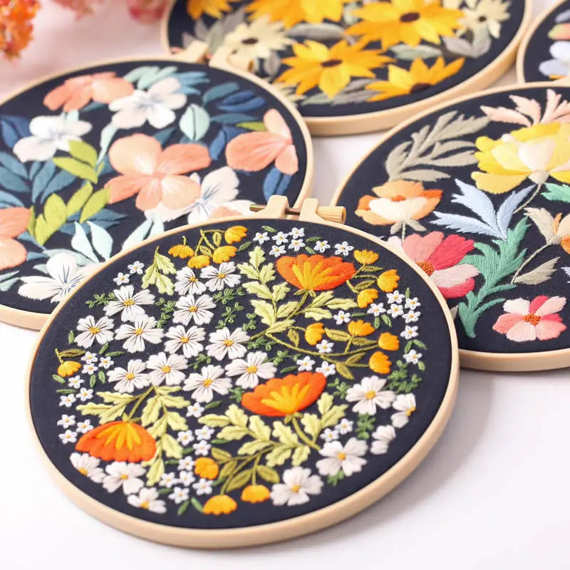 Borduurpakket rond Bloemen Borduren voor Beginners met Volledig Patroon