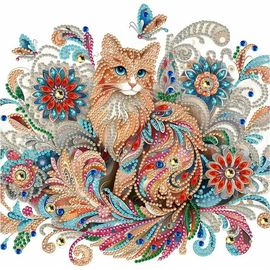 Diamond Painting op canvas met speciale vorm steentjes 30x30cm - 011 Kat