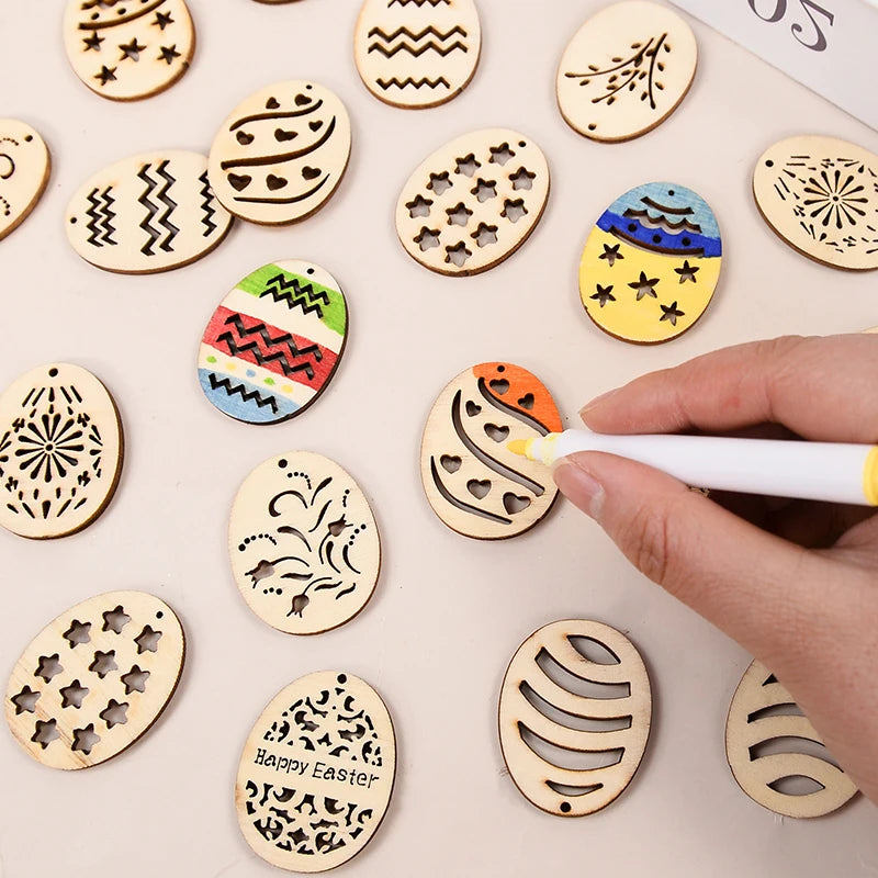 Houten Paas figuur om zelf te kleuren/schilderen paaseieren set