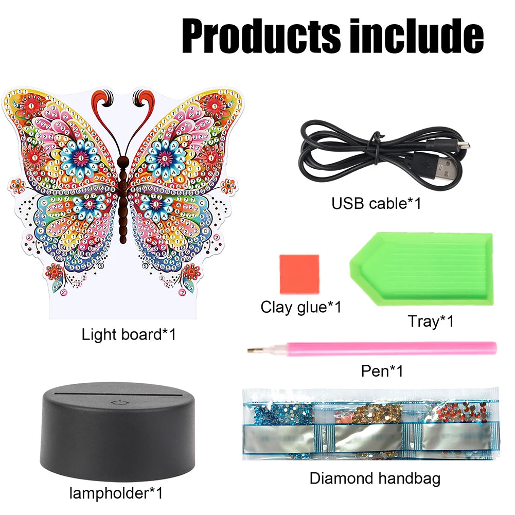 Diamond Painting Lamp met LED Verlichting – Creatieve Tafellamp met Steentjes en Uniek Design