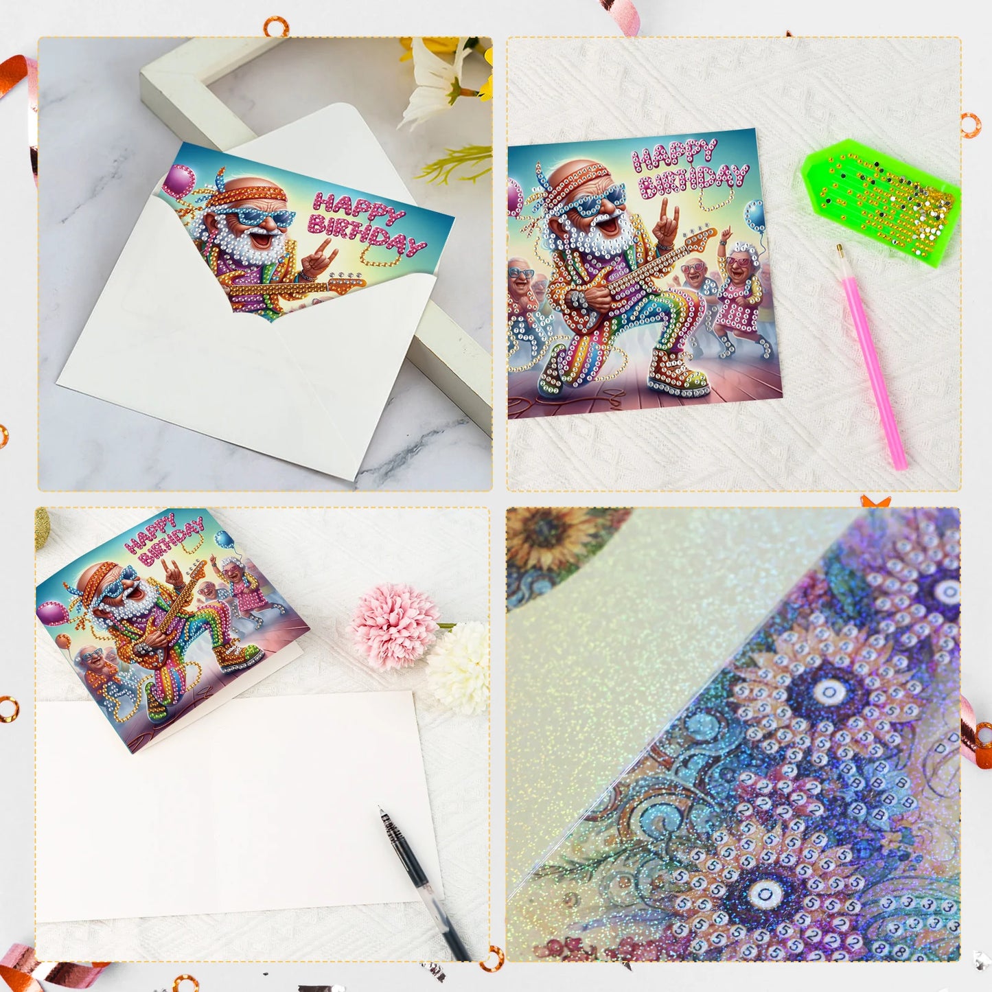 Diamond Painting Verjaardagskaarten set - Gekke Oma’s met Enveloppen