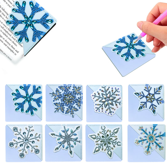 Diamond Painting Boekenlegger Set van 8 - Sneeuwvlokken Thema