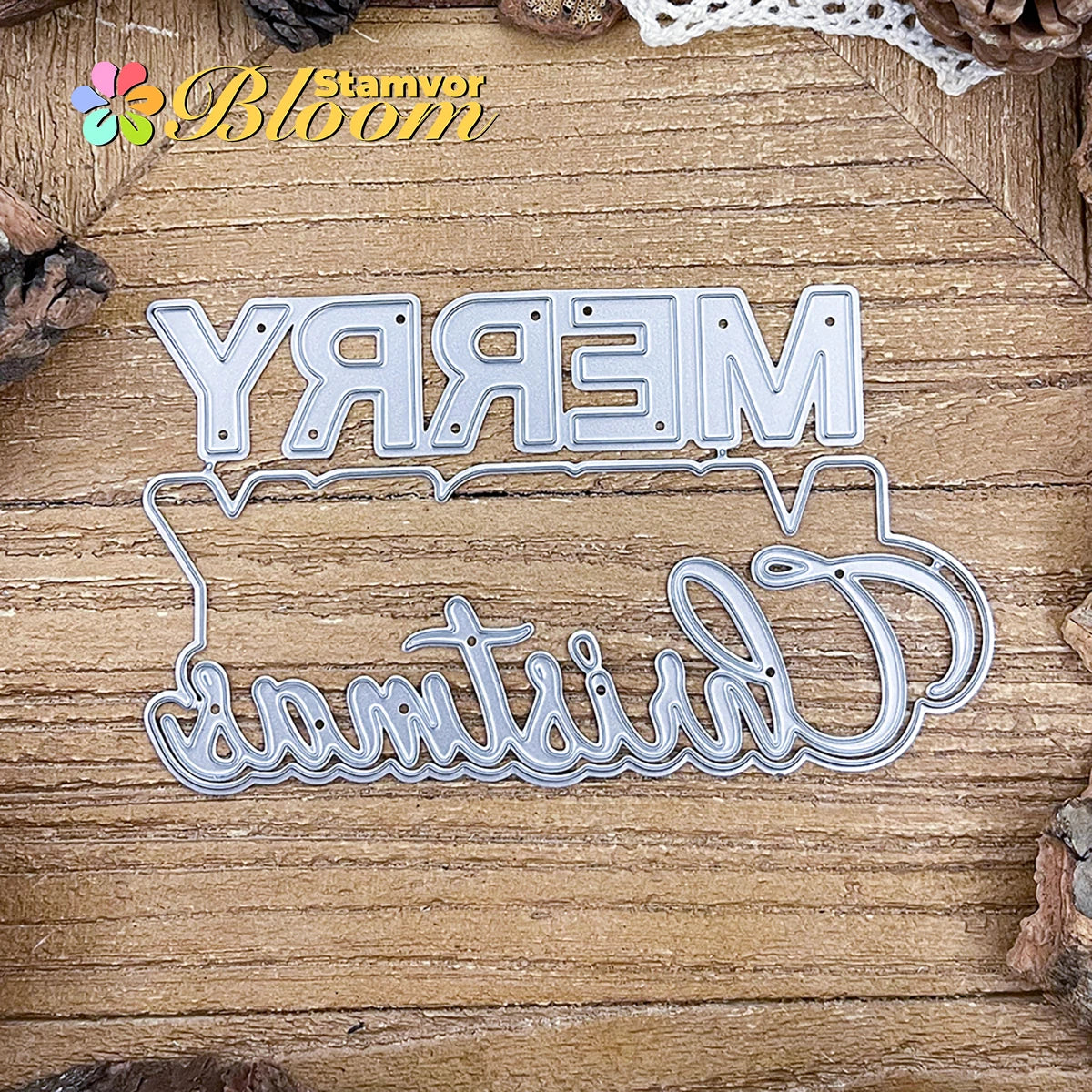 Snijmal Merry Christmas tekst voor kaarten en scrapbooking