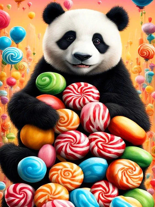 Diamond Painting Dieren - Kleurrijk Dier 30x40 cm Rond - Panda 1
