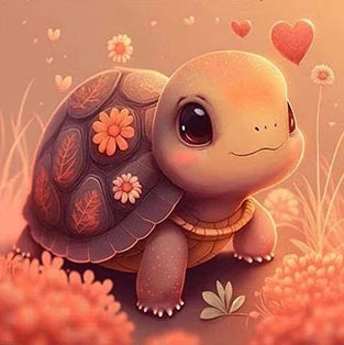 AB Diamond Painting met AB en Fairy dust steentjes – Schildpad Bloem