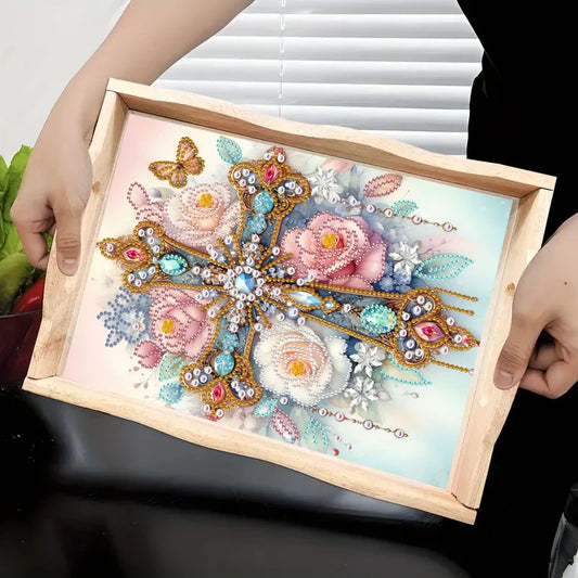 Diamond Painting Dienblad met Speciale Vorm Steentjes – Luxe Houten Tray