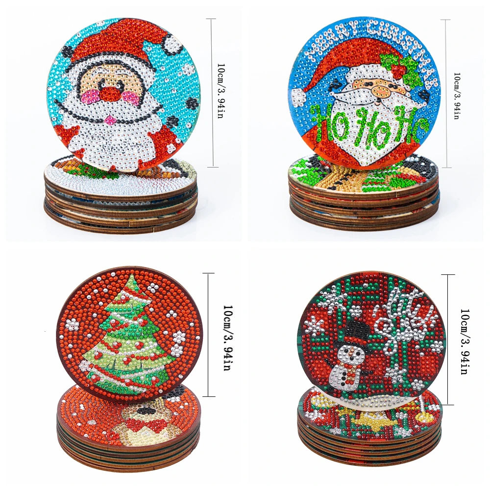 Diamond Painting Kerst Onderzetters met Houder – Creatief en Uniek Cadeau