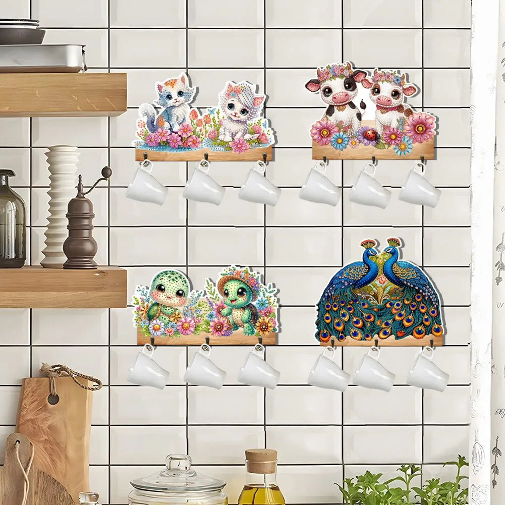 Diamond Painting Kapstok/Sleutelrek met Dieren Design Wandrek