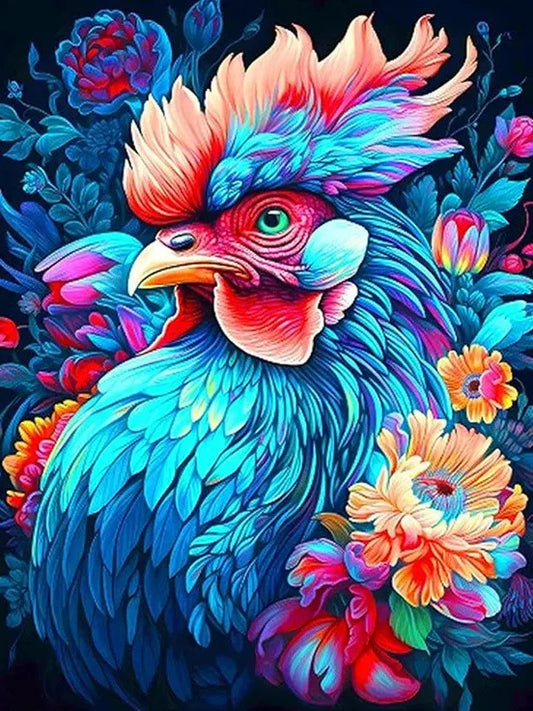 Diamond Painting Dieren - Kleurrijk Dier 30x40 cm Rond - Haan