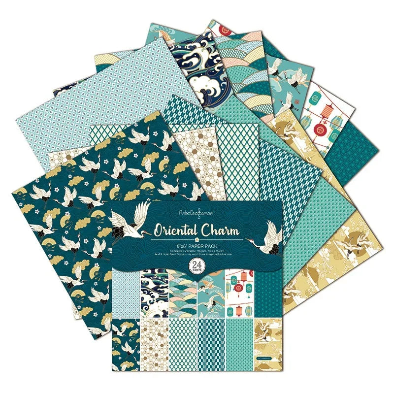 Papier voor plakboek en kaarten maken – 12 vellen craft papier set