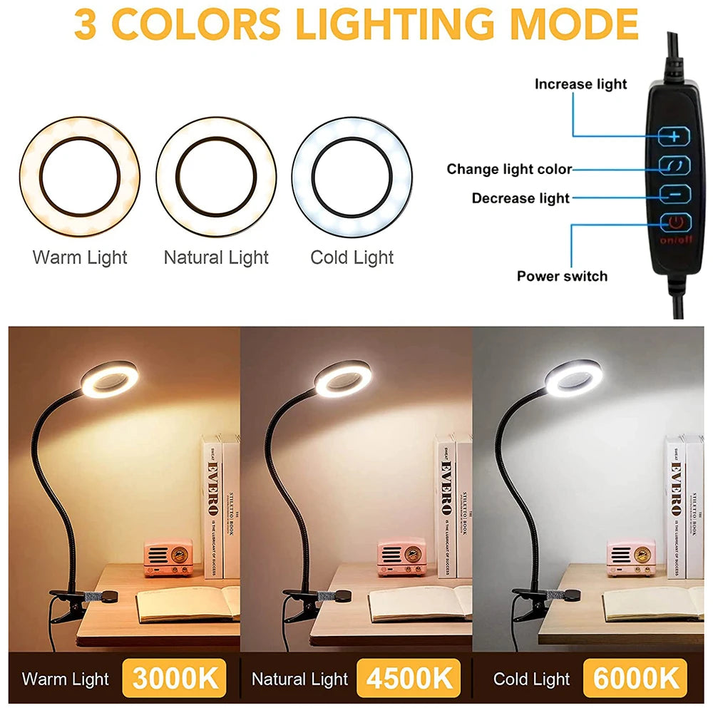 Diamond Painting Loeplamp met 5x Vergroting – LED Verlichting, 3 Lichtstanden & 10 Helderniveaus – USB Aangedreven