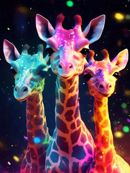 Diamond Painting Dieren - Kleurrijk Dier 30x40 cm Rond - Giraf