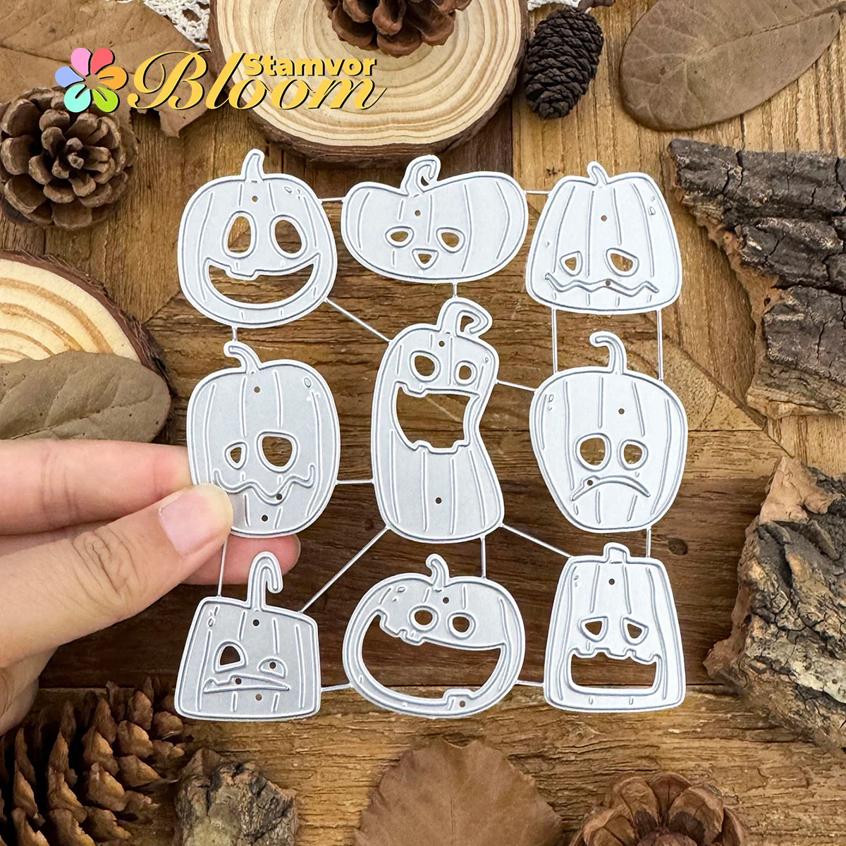 Snijmal Halloween Pompoenen Grappig Ontwerp voor Scrapbooking en Kaartdecoratie