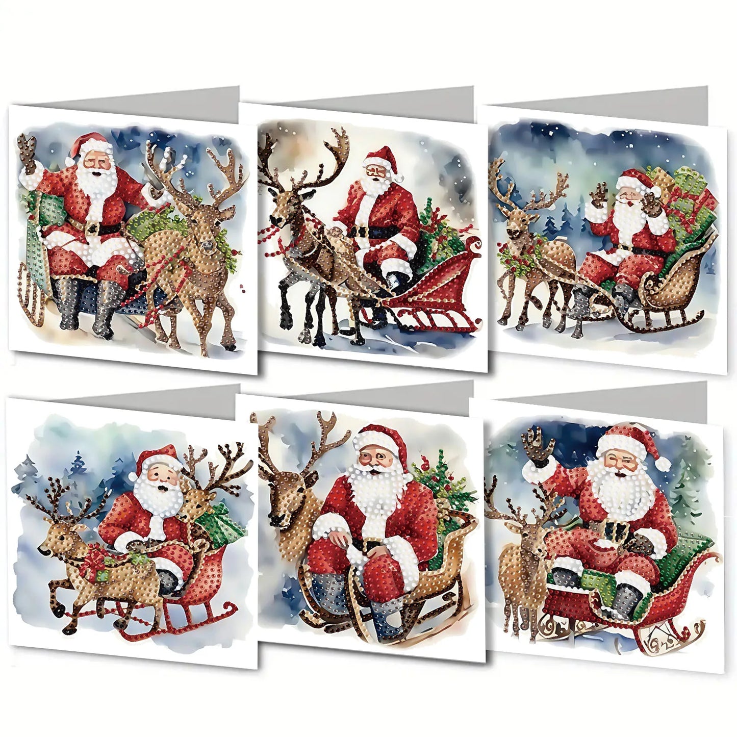 Diamond Painting Kerstkaarten set 6 stuks voor kerst en nieuwjaar