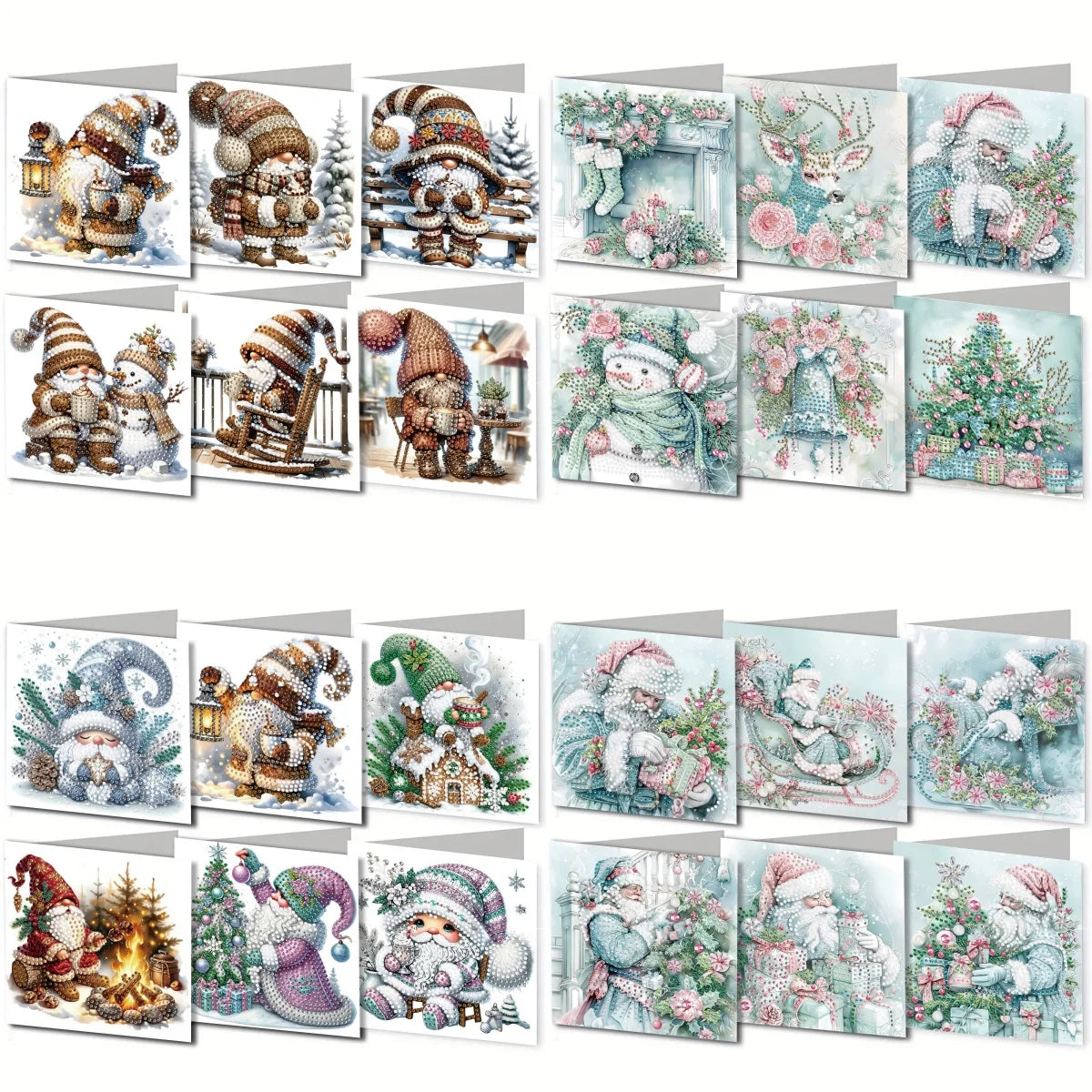 Diamond Painting Kerstkaarten set - 6 stuks feestelijke wenskaarten maken