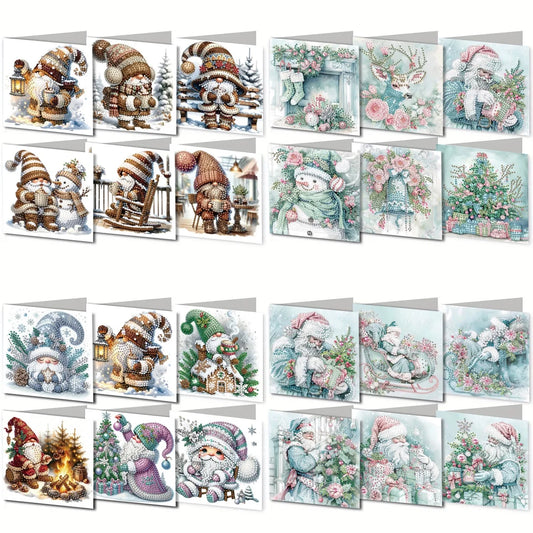 Diamond Painting Kerstkaarten set - 6 stuks feestelijke wenskaarten maken